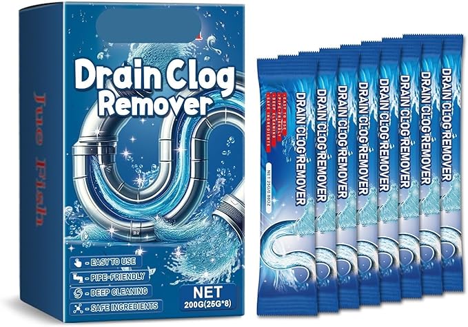 Plumbing Drain Cleaner Powder - Unclog Drains Dissolve Grease Hair &amp Blockages Eliminate Odors Sink &amp Pipe Deodorizer(3PCS)