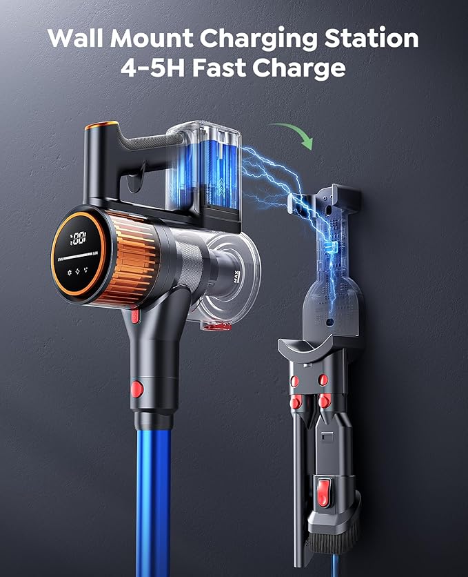Cordless Vacuum Cleaner 45Kpa 550W 60Mins Vacuum Cleaners for Home Stick Vacuum Cordless Rechargeable Wall Mount Charging Self-Standing Household Vacuum for Pet Hair/Carpet/Hardwood Floor(X9)