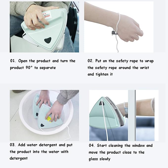 Magnetic Window Cleaner Double-Side Magnetic Glass Cleaner for Double Layer Three Floors Window Fish Tanks Skylights Patio Doors Bedroom Window and Even Shower Screens