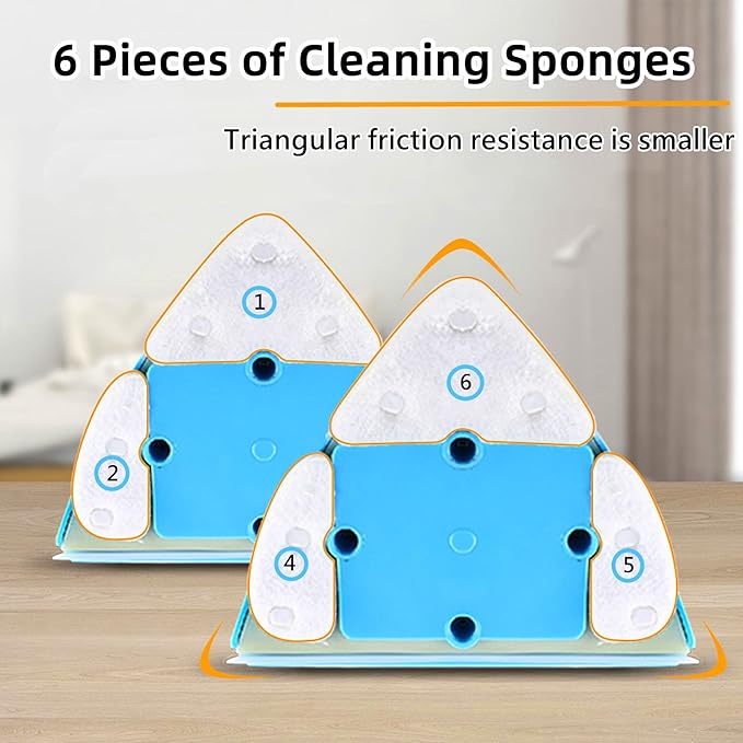 Double-Sided Window Cleaner Glass Wiper Magnetic Cleaning Tools 4-Gears Adjustable Magnetic Glider Washing Brush Tools for High-Rise Double Thick Glazed Windows Thickness 0.3-1.5 (Blue)