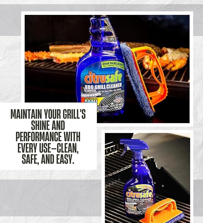 Citrusafe Grill Exterior Cleaner 16 oz Liquid – Bundle with Microfiber Cloth – Powerful BBQ Grill Cleaner for Outdoor Grills Removes Grease &amp Residue – Gift Set (2 Items)