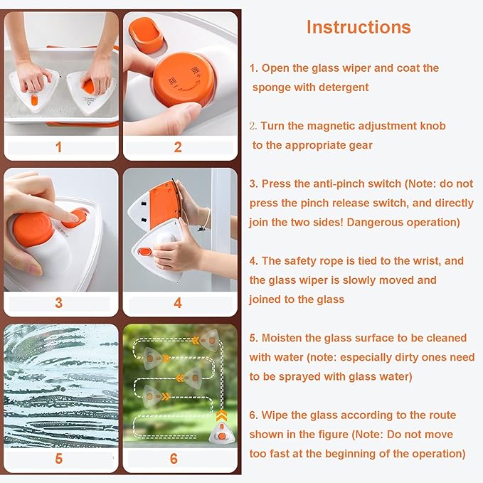 Magnetic Window Cleaner Double-Sided Magnetic Window Cleaner Glass Cleaning Brush Glass Wiper Household Cleaning Tools