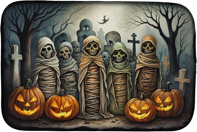 Caroline's Treasures DAC2258DDM Mummies Spooky Halloween Dish Drying Mat Absorbent Dish Drying Mat Pad for Kitchen Counter Dish Drainer Mat for Countertop 14 x 21 Multicolor