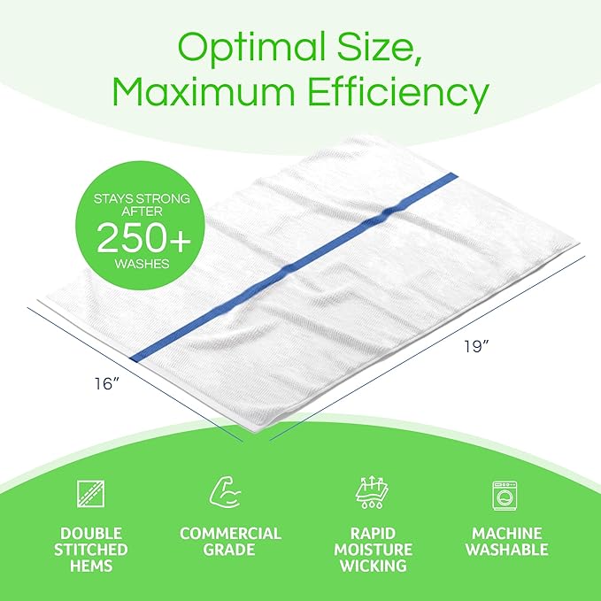 Towels N More 24 Pack 16x19 Bar Mop Towels High Absorbent Cotton Reusable Kitchen Towels - Quick Drying Towels for Chef Cook Home Restaurant Bar Glass Cleaning Towels (24 Blue Stripe)