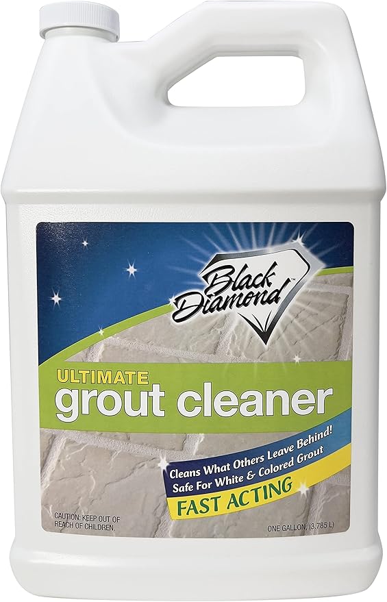 Black Diamond Stoneworks ULTIMATE GROUT CLEANER: Best Cleaner for Tile Ceramic Porcelain Marble Acid-free Safe Deep Cleaner &amp Stain Remover for Even the Dirtiest Grout. (1-Quart/1-Brush/ 1-Gall