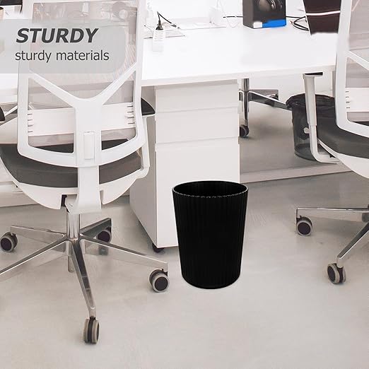 Luxshiny 5 Gallon Plastic Trash Can Small Wastebasket for Bathroom Bedroom Office Thickened Black Round Garbage Container for Home and Dormitory Use