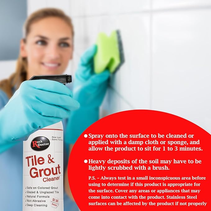 Rock Doctor Tile and Grout 24oz.Rock Doctor Natural Tile and Grout Cleaner Remove Stains Dirt Oil and Soap Scum Heavy Duty Non-Abrasive Tile Cleaner Natural Formula Pack of 2 2/pack