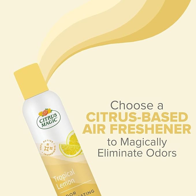 Citrus Magic Odor Eliminating Air Freshener Spray Tropical Lemon 3-Ounce Pack of 3