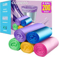4 Gallon Trash Bag CCLINERS Small Garbage Bags Color Bathroom Trash Bags Office Can Liners for Home Kitchen (200 Count 5 Colors)
