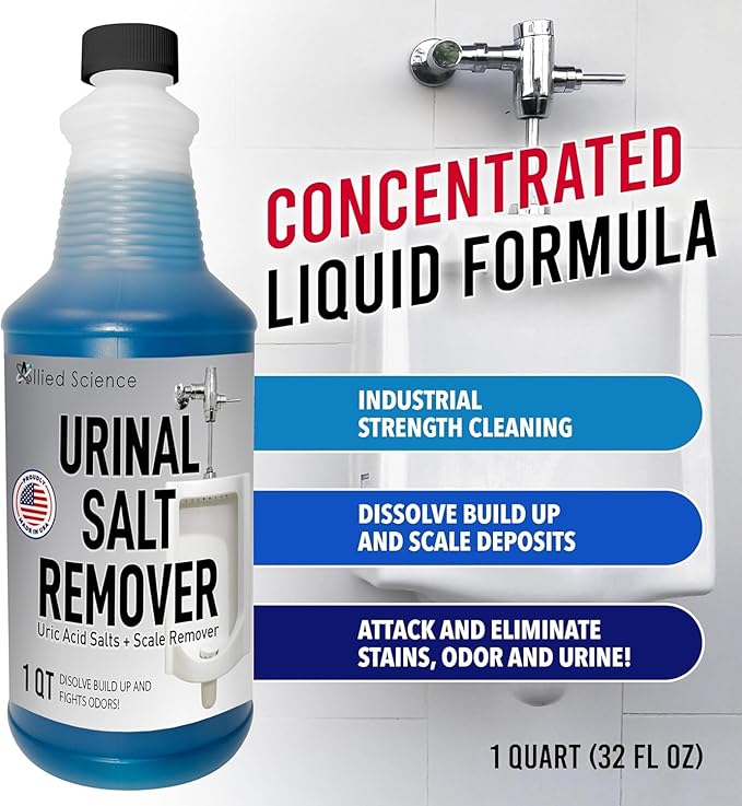 Urinal Salt Calcium and Mineral Scale Remover - Eliminates Urine Odor Destroys Uric Acid Salt Deposit Buildup