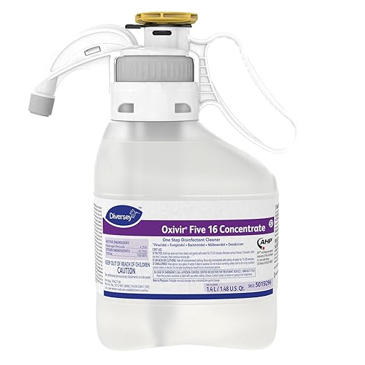 Oxivir Diversey 5019296 Five 16 One-Step Hospital Strength Disinfectant Liquid Cleaner Accelerated Hydrogen Peroxide SmartDose Concentrate 1.4-Liter