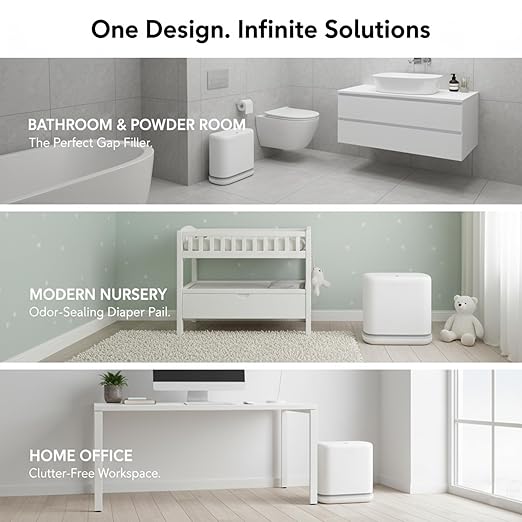 MUEE Dog Proof Trash Can 3 Gallon Slim Bathroom Trash Can with Locking Lid Compact Narrow Waste Bin for Bathroom Kitchen Office Bedroom White