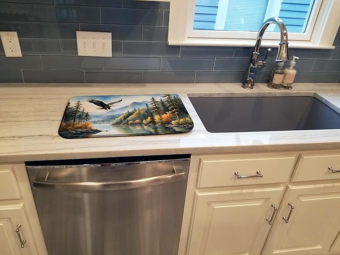 Caroline's Treasures Eagle in Flight Dish Drying Mat Absorbent Dish Drying Mat Pad for Kitchen Counter Dish Drainer Mat for Countertop 14 x 21 Multicolor