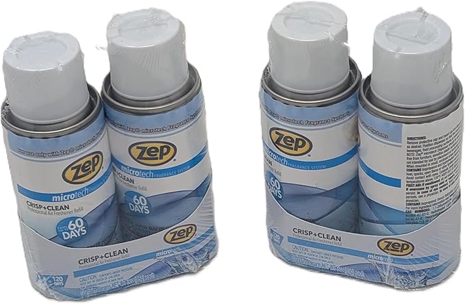 Air Freshener Refills - Compatible with Zep Microtech | Fresh &amp Clean | 4-Pack | Long-Lasting | 3000 Sprays | 60-Day Coverage