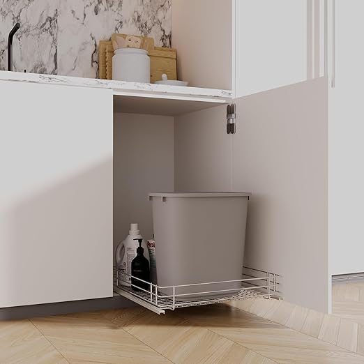28 Qt. / 7 Gallon Gray Rectangular Wastebasket Trash Can