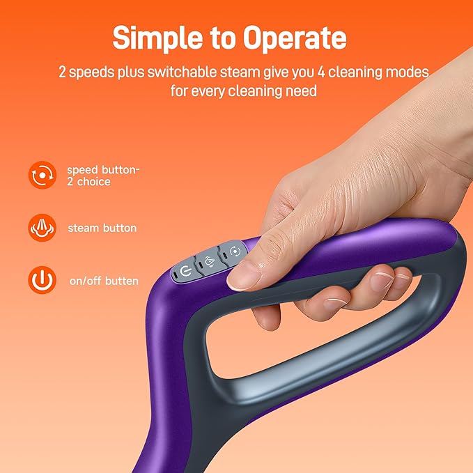 Scrub &amp Steam Mop with Rotating Mop Pads LED Headlights 6 Scrub Pads Large Tank Swivel Steering Effortless Scrubbing Hard Floor Cleaner Upgraded