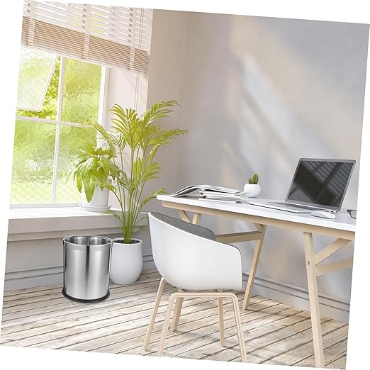 OUNONA Stainless Steel Bathroom Garbage Can Wastebasket for Home Office Dorm and Restaurant Sleek Modern Design for Efficient Waste Management Easy to Clean
