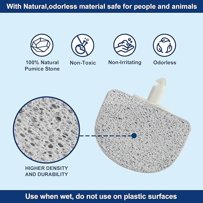 Toilet Pumice Stone with Handle 16.14 Inch Pumice Stone Toilet Bowl Cleaner with 4 Pumice Stones ＆ 6 Sponge Toilet Cleaning Heads Wall Mounted Toilet Cleaner Compact Toilet Bowl Brush Scrubber