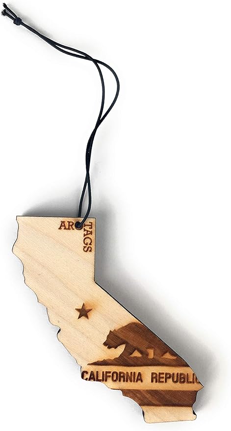 Arotags California Wooden Car Air Freshener - Long Lasting Beach Bum Scent Diffuses for 365+ Days - Includes Hanging Mirror Diffuser and Fragrance Oil - 100% American Made