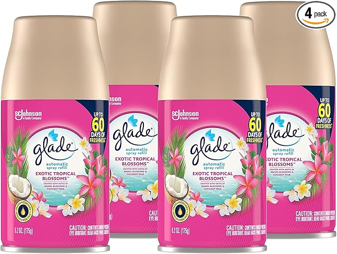 Glade Air Freshener Automatic Spray Refill Exotic Tropical Blossoms Scent 6.2 Oz. 4/Pack (318296)