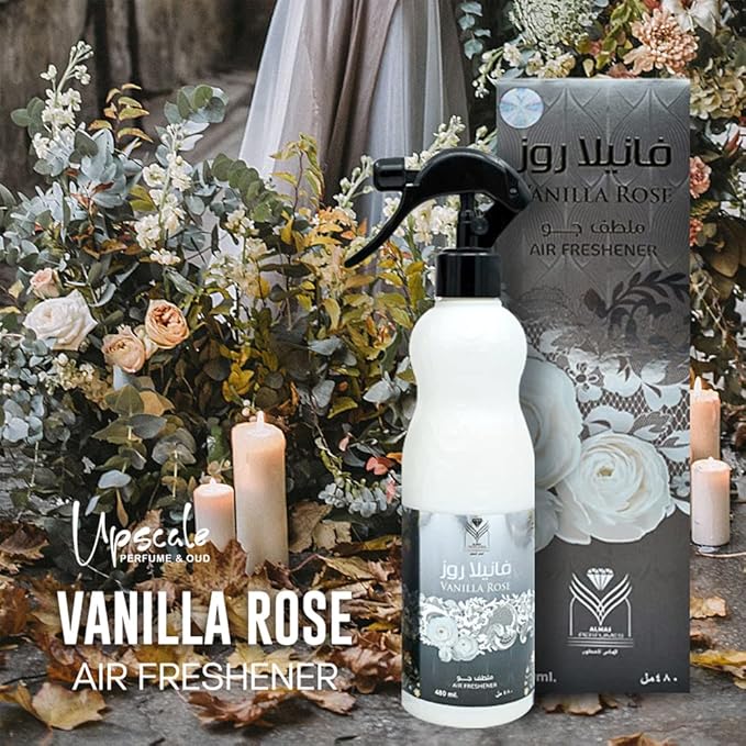 ††† Upscale Perrfume &amp Oud co. Vanilla Rose Air Freshener - 480ML 16.9FL.OZ of Fabric spray - Natural Aged Oud Scent - Odor Fighting Room Spray - long lasting Aroma for home