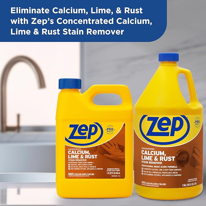 Zep Concentrated Calcium Lime and Rust Remover - 32 oz (Case of 12) - ZUCAL32 - Your Solution to Stubborn Calcium Lime and Rust Stain Removal with Ease