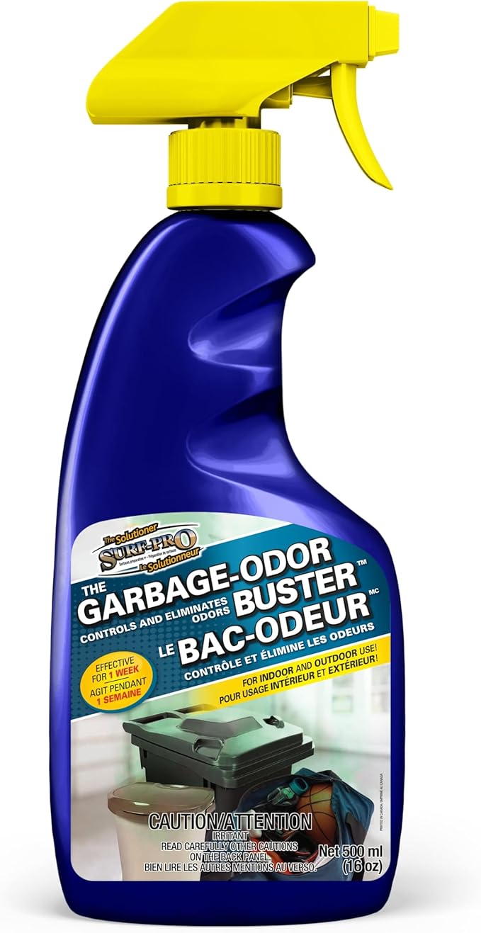 Surf-Pro Outdoor Trash Can Odor Eliminator Spray 500ml (16.9 oz) Long-Lasting Fresh Scent Deodorizer for Garbage Compost &amp Pet Waste Bins