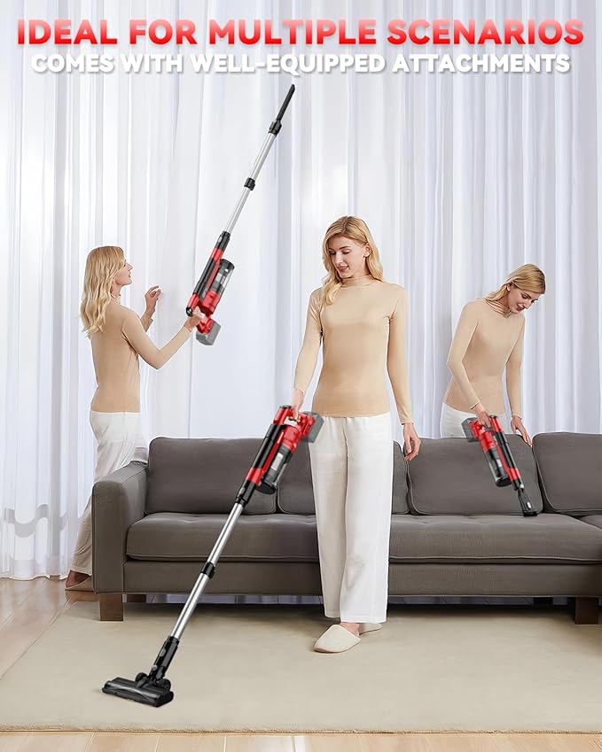 350W Cordless Vacuum Cleaner for Milwaukee M18 Battery 35kPa Brushless Lightweight Stick Vacuum with 3 Mode Suction 6 in 1 Stick Vacuum Cleaner with HEPA for Floor Carpet Car Battery Not Included