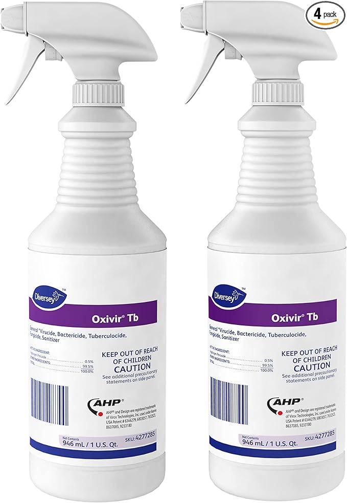 Diversey - Oxivir Tb Ready-To-Use Disinfectant Cleaner (4277285) - 32 Oz (Pack of 2 Bottles + 2 Spray Triggers)