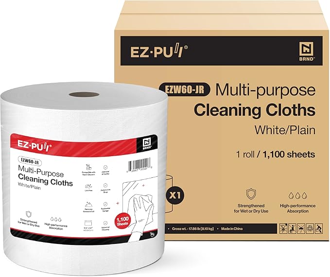 EZbrnd Multi-Purpose Cleaning Cloths Towels Jumbo Roll White Shop Towels 1100sheets/roll [X60]