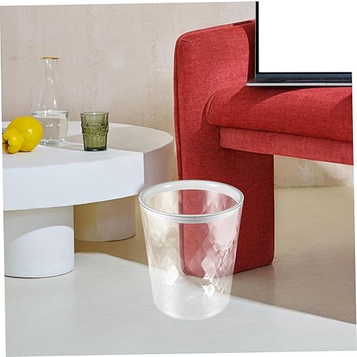 Unomor Transparent Round Trash Can Wastebasket for Bathroom Kitchen Office and Bedroom Lightweight Portable Garbage Container with Capacity for Easy Use