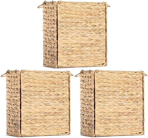AppliaFit Wicker Trash Can - Fits Grocery Shopping Bags - Waste Basket for Reusing Grocery Shopping Bags (3-Pack)