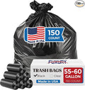 Fuxury 55-60 Gallon Trash Bags 150 Count Black Garbage Bags 38x58 Extra Large Trash Can Liners 0.7 Mil Plastic Bags for Serious Garbage Cleanup Home Yard &amp Commercial Use Made in USA