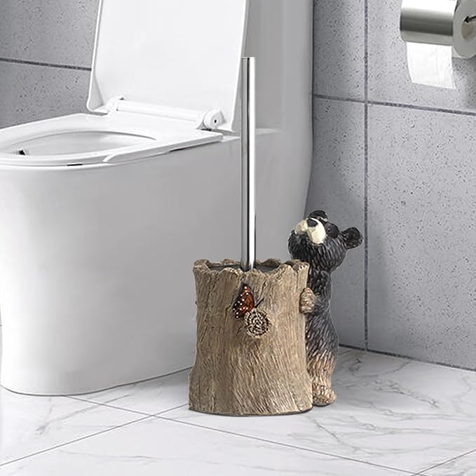 Bear Toilet Brush Holder Set Black Bear Toilet Bowl Brush Cleaner Bathroom