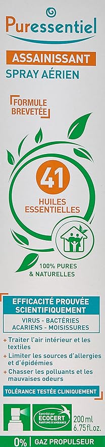 Puressentiel Purifying Air Freshener Spray - Room Spray with 41 Essential Oils - Eliminate Odors without Synthetic Chemicals - Multi-Use - 6.75 oz