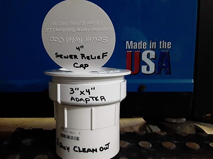 The Original 3 x 4 Homesaver Combination Flip Top Sewer Popper Relief Cap. Fits a 3 or 4 PVC Sewer Cleanout Pipe. Sewer relief valve! Proudly made in the USA!