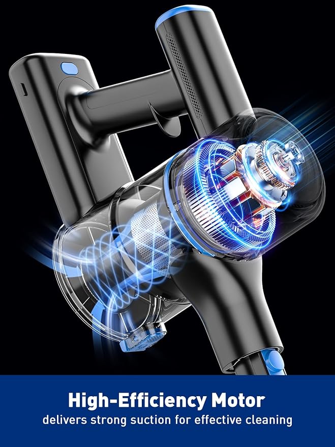 Cordless Vacuum Cleaner 8 in 1 Powerful Suction Lightweight Vacuum Cleaner for Home LED Display 3 Suction Modes 45Mins Detachable Battery Vacuum for Hard Floor Carpet Pet Hair