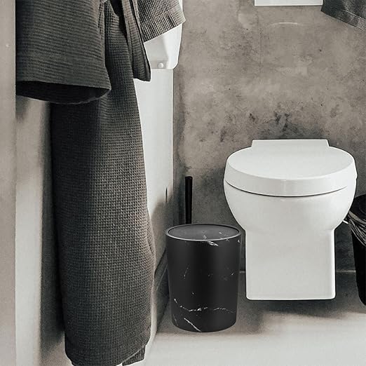 ARTIBETTER Large Capacity Plastic Garbage Bin with Lid Marble Pattern Bathroom Trash Can for Home and Office Covered Wastebasket for Kitchen and Bedroom Use
