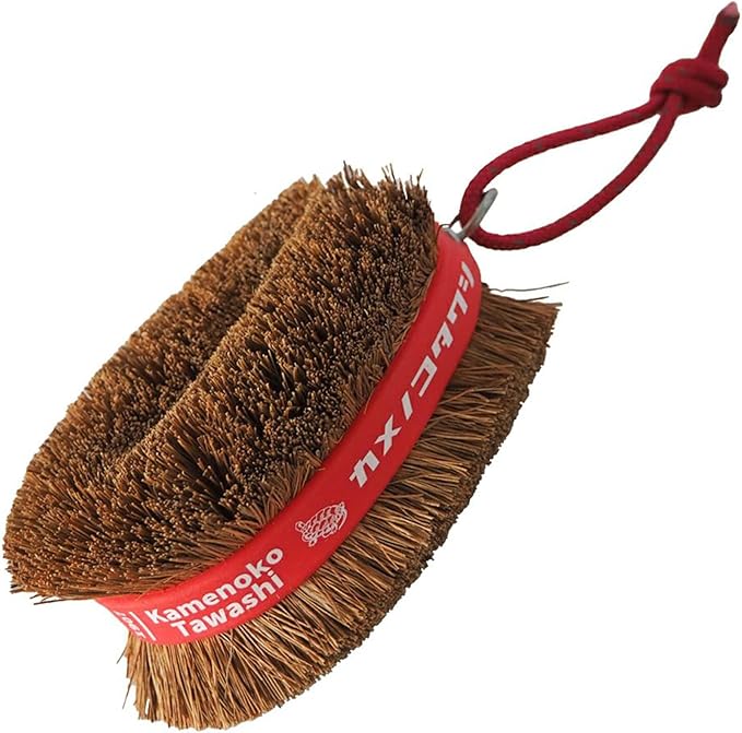 Natural Palm Tawashi OBI - Set of 2 - Red - Premium Coconut Fiber - Scrubber for Cleaning Kitchen Bath and Shoes - Made in Japan