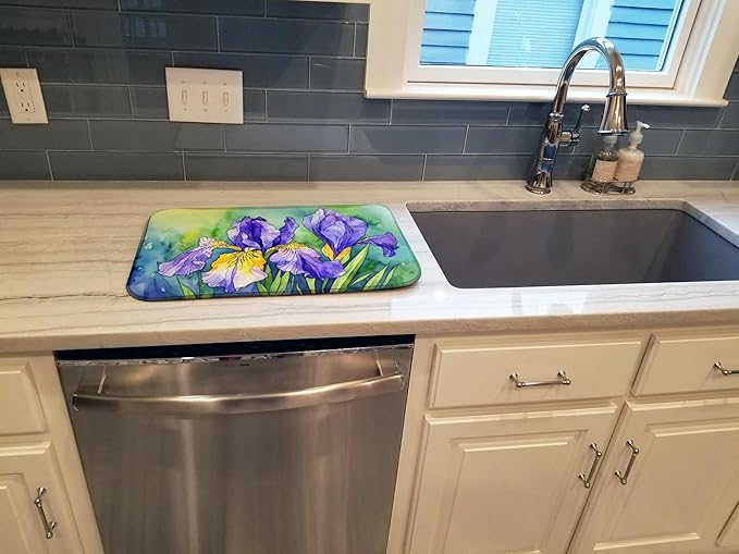 Caroline's Treasures DAC1707DDM Tennessee Iris in Watercolor Dish Drying Mat Absorbent Dish Drying Mat Pad for Kitchen Counter Dish Drainer Mat for Countertop 14 x 21 Multicolor