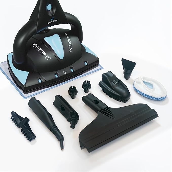 Euroflex Vapour Pro Steam Mop &amp All-in-One Steam Cleaner 20-Piece Set - Commercial Grade 295°F &amp 50 PSI - Good Housekeeping #1 Rated Kills 99.9% Bacteria &amp Viruses (H1N1) 5-Year Warranty