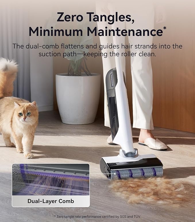 NARWAL S30 Wet Dry Vacuum Cleaner with 20000Pa Suction 176°F Self-Cleaning Heated Drying Disposable Waste Bag Tangle-Free Cordless Vacuum Mop for Hard Floors &amp Edge Cleaning Easy to Use