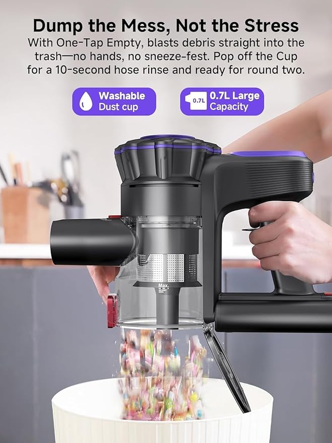 MONSGA Cordless Vacuum Cleaner 45KPa 400W Stick Vacuum for Home 50Mins Anti-Tangled Vacuum Cleaner with Charging Dock Light-Weighted Handheld Vacuum for Pet Hair/Carpet/Floor LED Touch Display