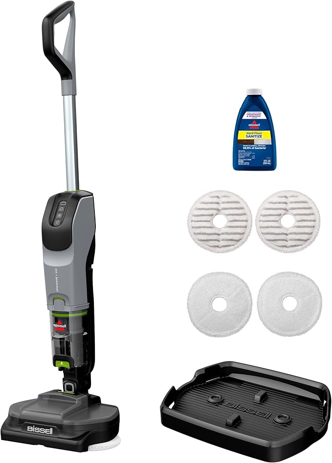 Bissell® SpinWave® + Vac Cordless Hard Floor Spin Mop + Vacuum Lay-Flat Multi-Use Cleaning Hard Floor Sanitize Formula Included