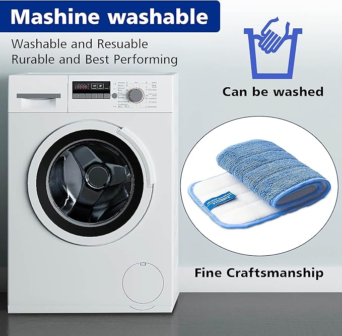 Replacement Washable Microfiber Absorbing Mop Head - Compatible with E-Cloth Deep Clean Mop Head Wet &amp Dry Cleaning Cloth Refills for All Hard-Floor (Blue) 6Pack