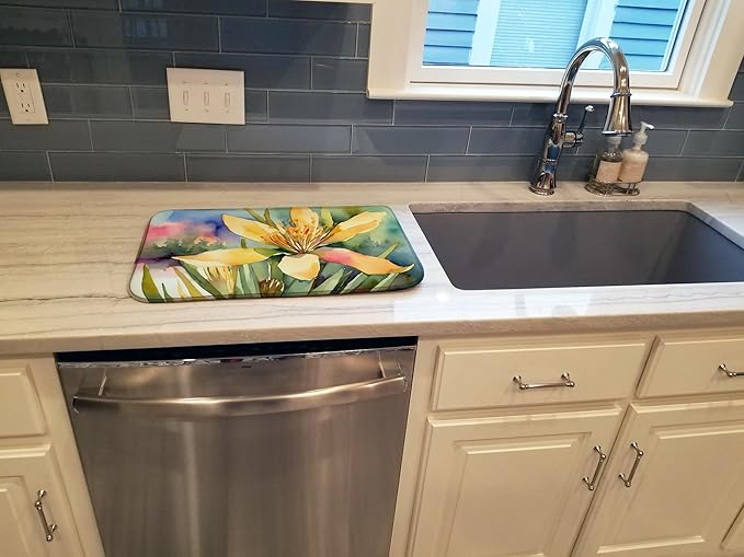 Caroline's Treasures DAC1689DDM New Mexico Yucca Flower in Watercolor Dish Drying Mat Absorbent Dish Drying Mat Pad for Kitchen Counter Dish Drainer Mat for Countertop 14 x 21 Multicolor