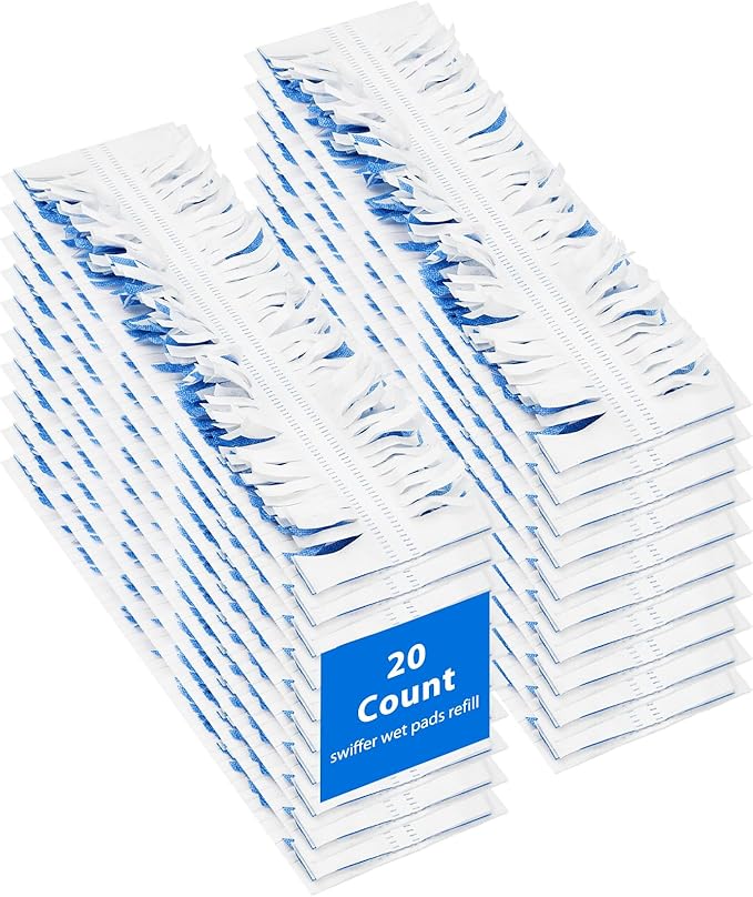 20 Count Swiffer Wet Pads Refill - Plant Fiber Material for Effective Cleaning Disposable Power Mop Pads Refills Blue Color