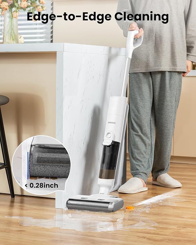 Proscenic F10 Pro Wet Dry Vacuum Cleaner Cordless and Vacuum Mop 3-in-1 Vacuum/Mop/Wash &amp One-Button Auto Self-Cleaning for Hard Floors High-Capacity Dual Tanks Edge Clean Ease of Use