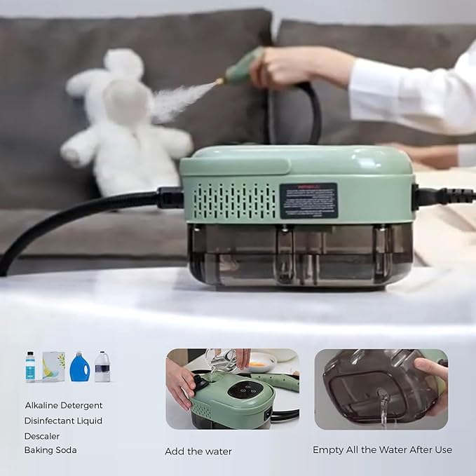 High Temperature Steam Cleaner 2500W Handheld Steam Cleaner 6 Speeds Smart Portable Car Steamer with Brush Heads Easy to Adjust Continuous Heating Lightweight