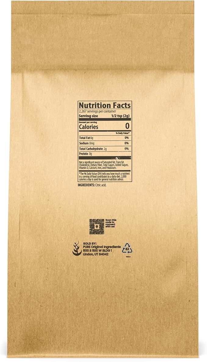 PURE ORIGINAL INGREDIENTS Citric Acid (10 lb) Natural Food Safe